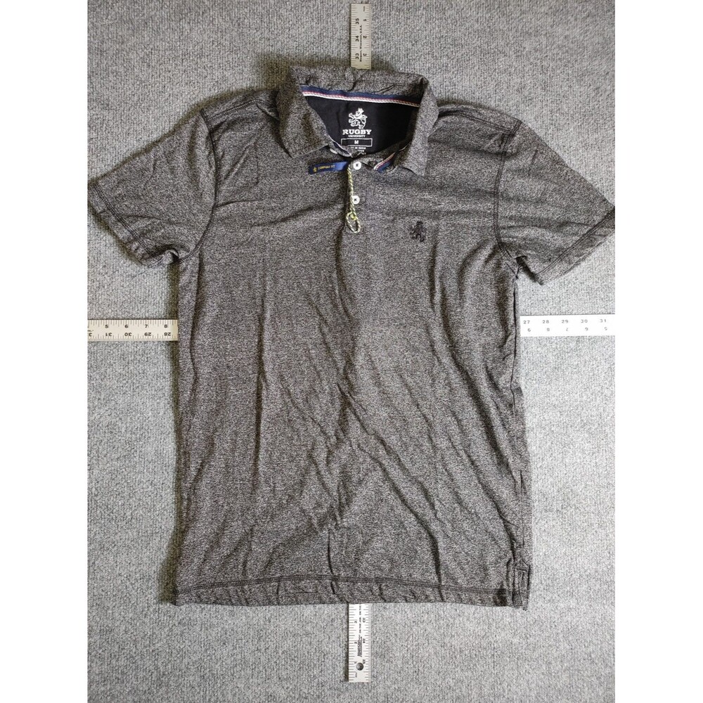 Rugby University Mens Polo Shirt Medium Short Sleeve Gray Comfort Fit Collard